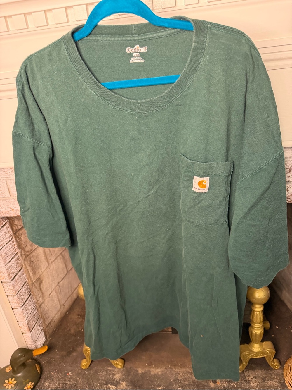 Carhartt Pocket T Shirt Green Relaxed Fit Heavyweight Workwear Men’s 2XL